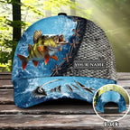 BlueJose Custom Name Fishing Water Pattern Cap