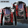 BlueJose Catfish Fishing  Black US Flag Sport Custom Name & Team Name 3D Shirts