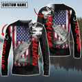 BlueJose Salmon Fishing  Black US Flag Sport Custom Name & Team Name 3D Shirts