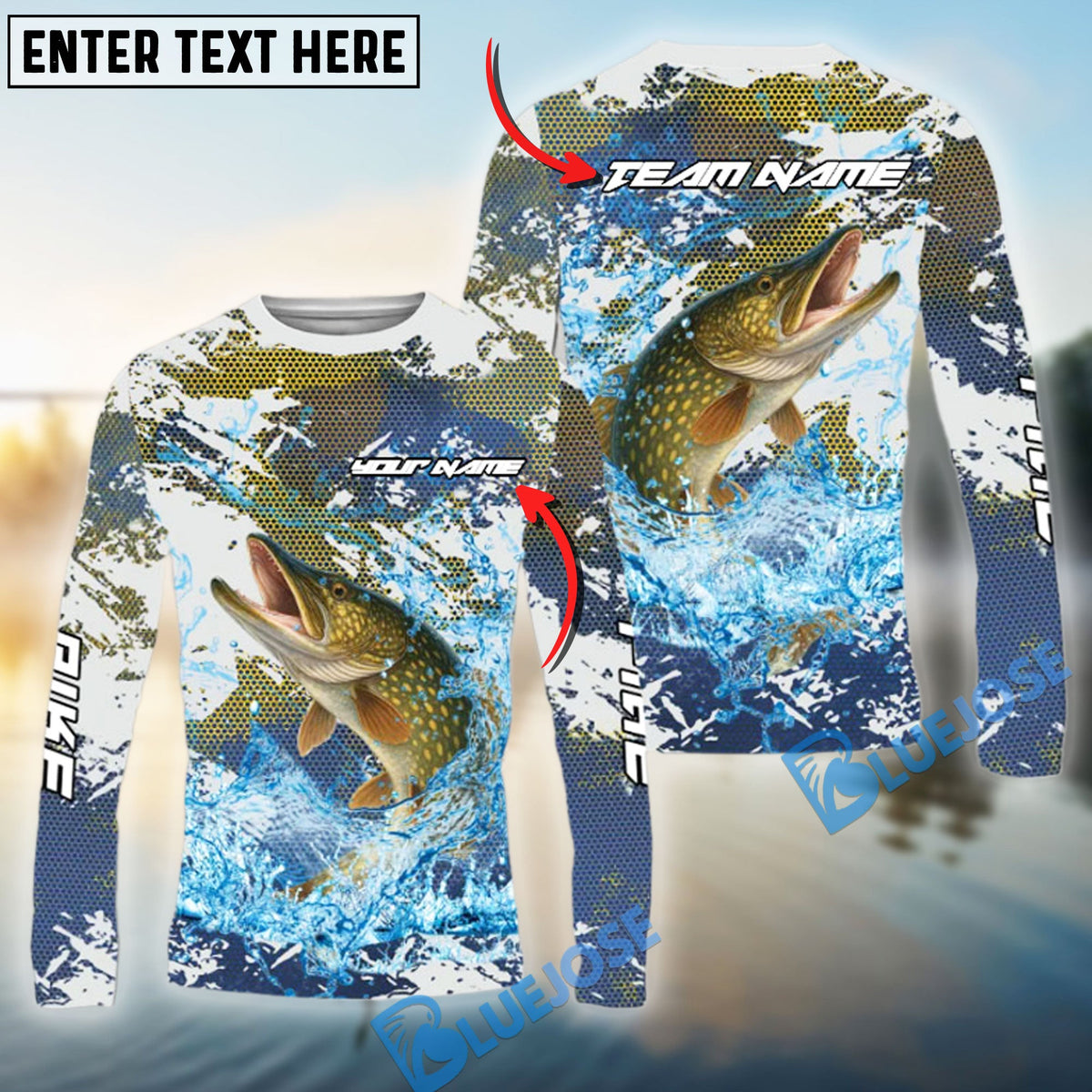 BlueJose Pike Fishing Hooked On Victory Custom Name & Team Name 3D Shirts
