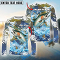 BlueJose Salmon Fishing Hooked On Victory Custom Name & Team Name 3D Shirts