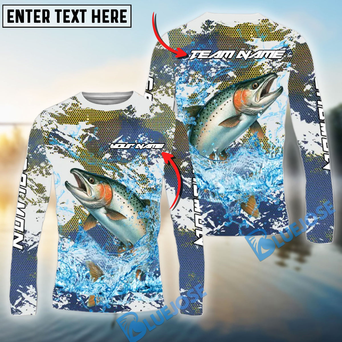 BlueJose Salmon Fishing Hooked On Victory Custom Name & Team Name 3D Shirts