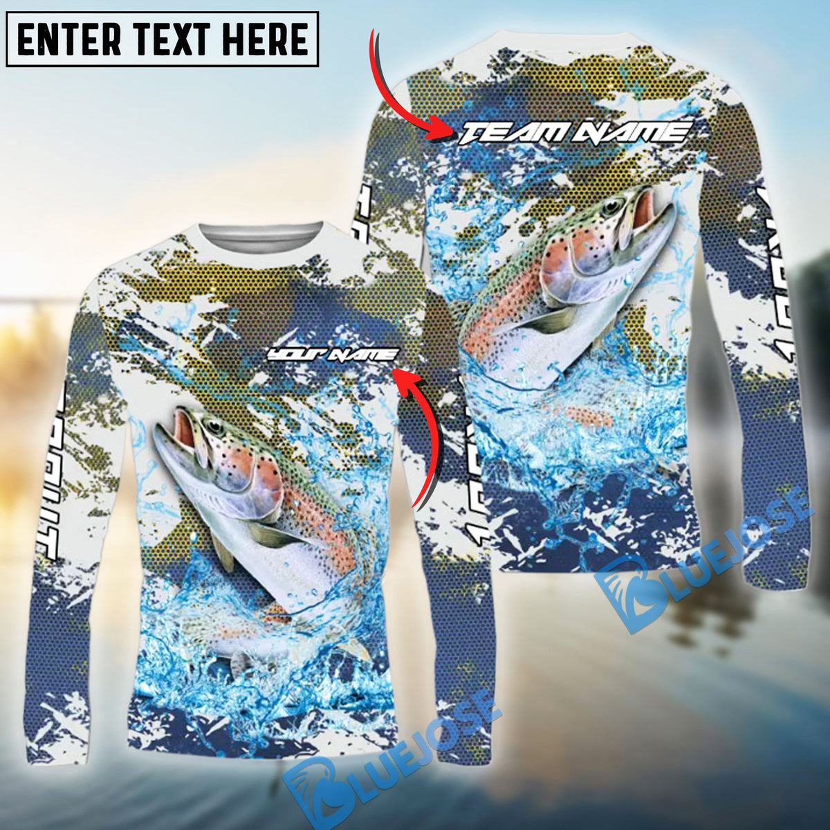 BlueJose Trout Fishing Hooked On Victory Custom Name & Team Name 3D Shirts