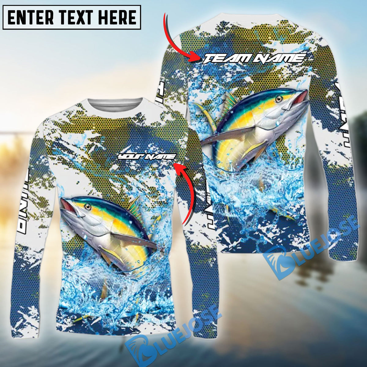 BlueJose Tuna Fishing Hooked On Victory Custom Name & Team Name 3D Shirts