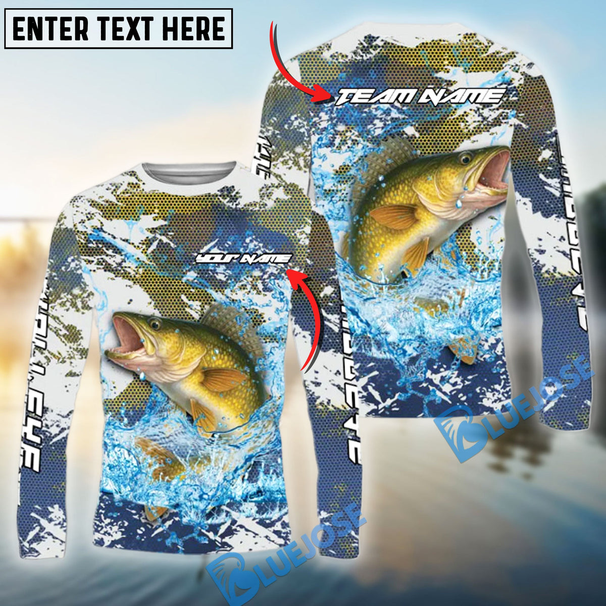 BlueJose Walleye Fishing Hooked On Victory Custom Name & Team Name 3D Shirts