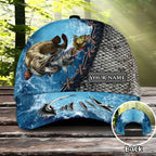 BlueJose Custom Name Fishing Water Pattern Cap