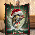 BlueJose Custom Name Christmas Walleye Fishing Blanket