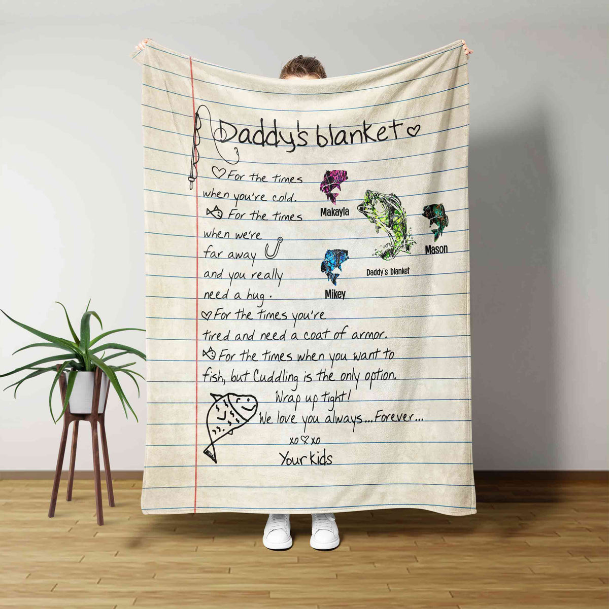 BlueJose Notebook Paper Fishing V2 Blanket