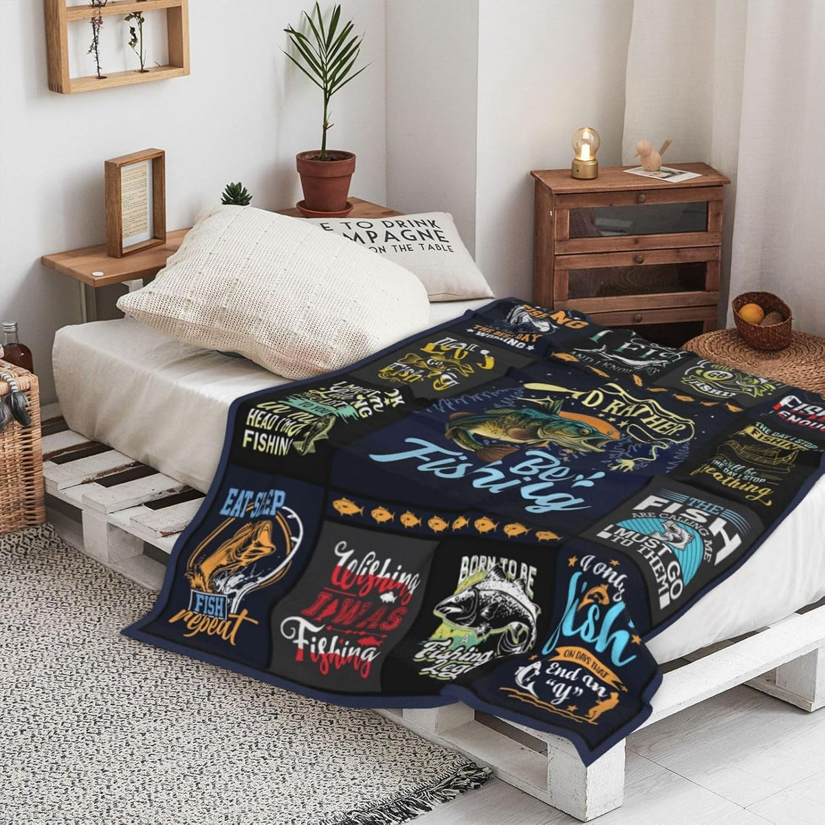 BlueJose I'd Rather Be Fishing Blanket
