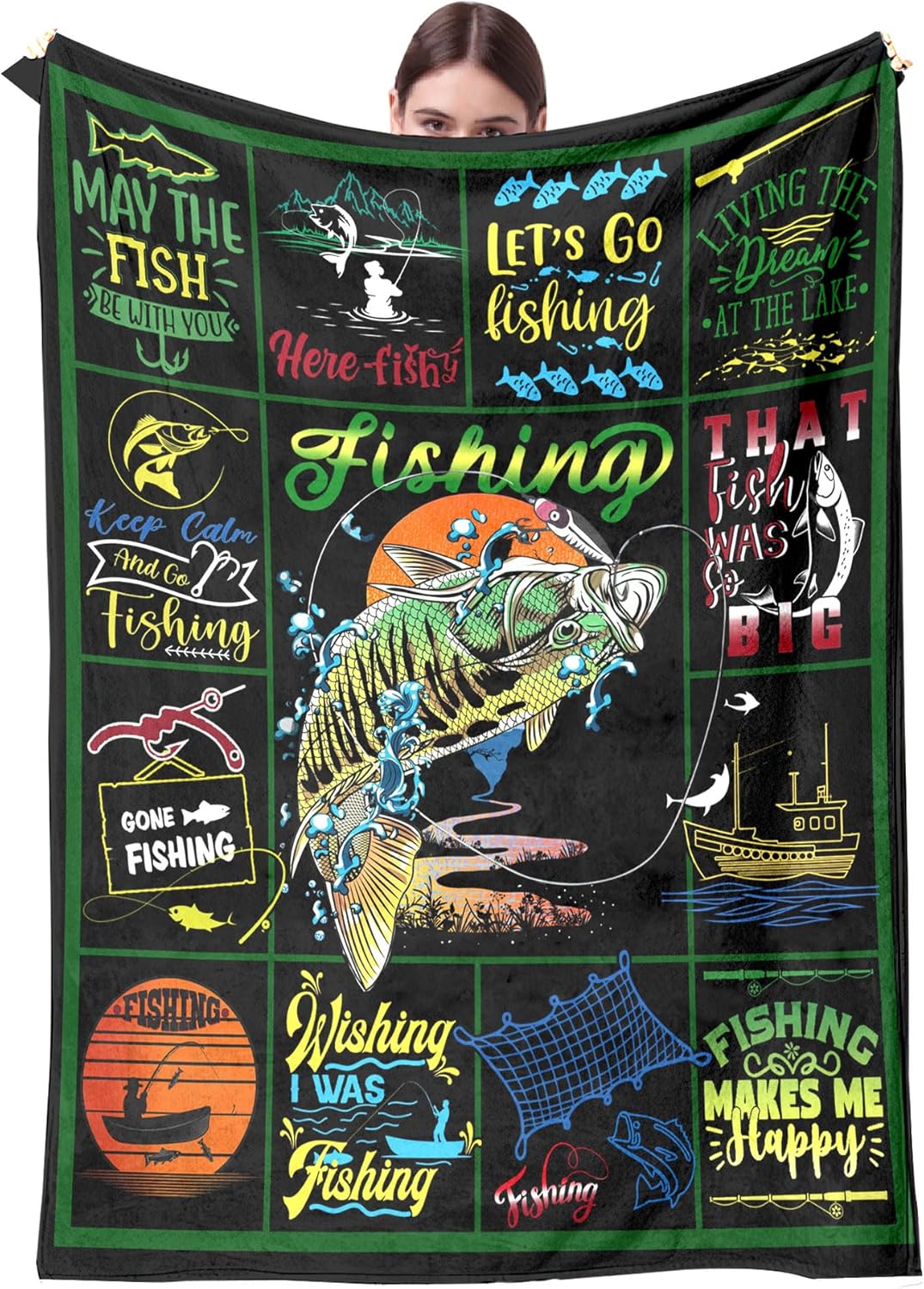 BlueJose Let's Go Fishing Blanket