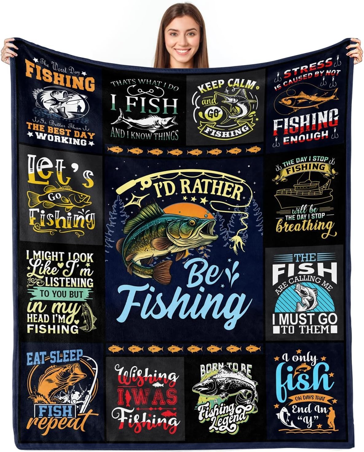 BlueJose I'd Rather Be Fishing Blanket
