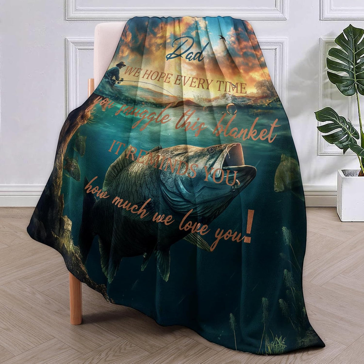BlueJose Love My Dad Fishing Blanket