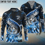 BlueJose Pike Fishing Dark Grunge Blue Custom Name & Team Name 3D Shirts