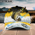BlueJose Crappie Fishing Yellow White Sport Pattern Personalized Cap