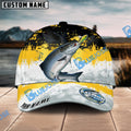 BlueJose Salmon Fishing Yellow White Sport Pattern Personalized Cap