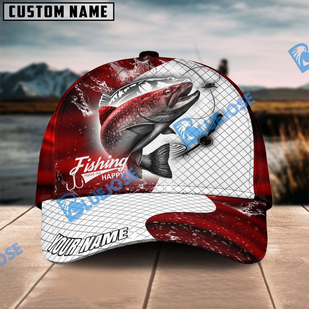 BlueJose Trout Fishing Dark Blue Skin Sport Personalized Cap