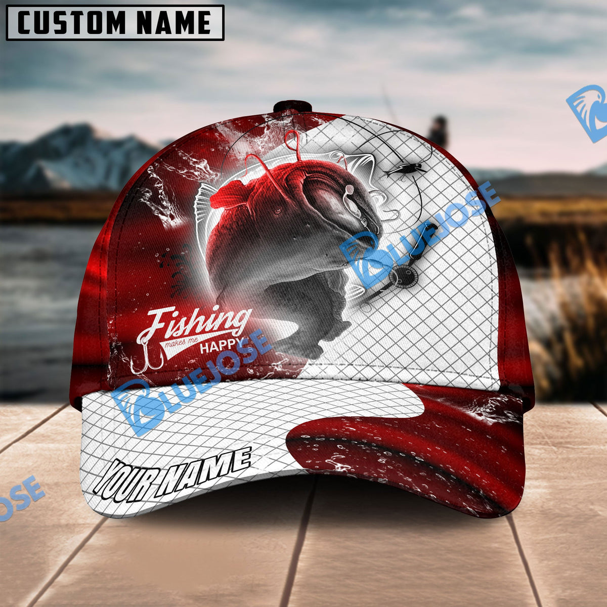 BlueJose Catfish Fishing Dark Blue Skin Sport Personalized Cap
