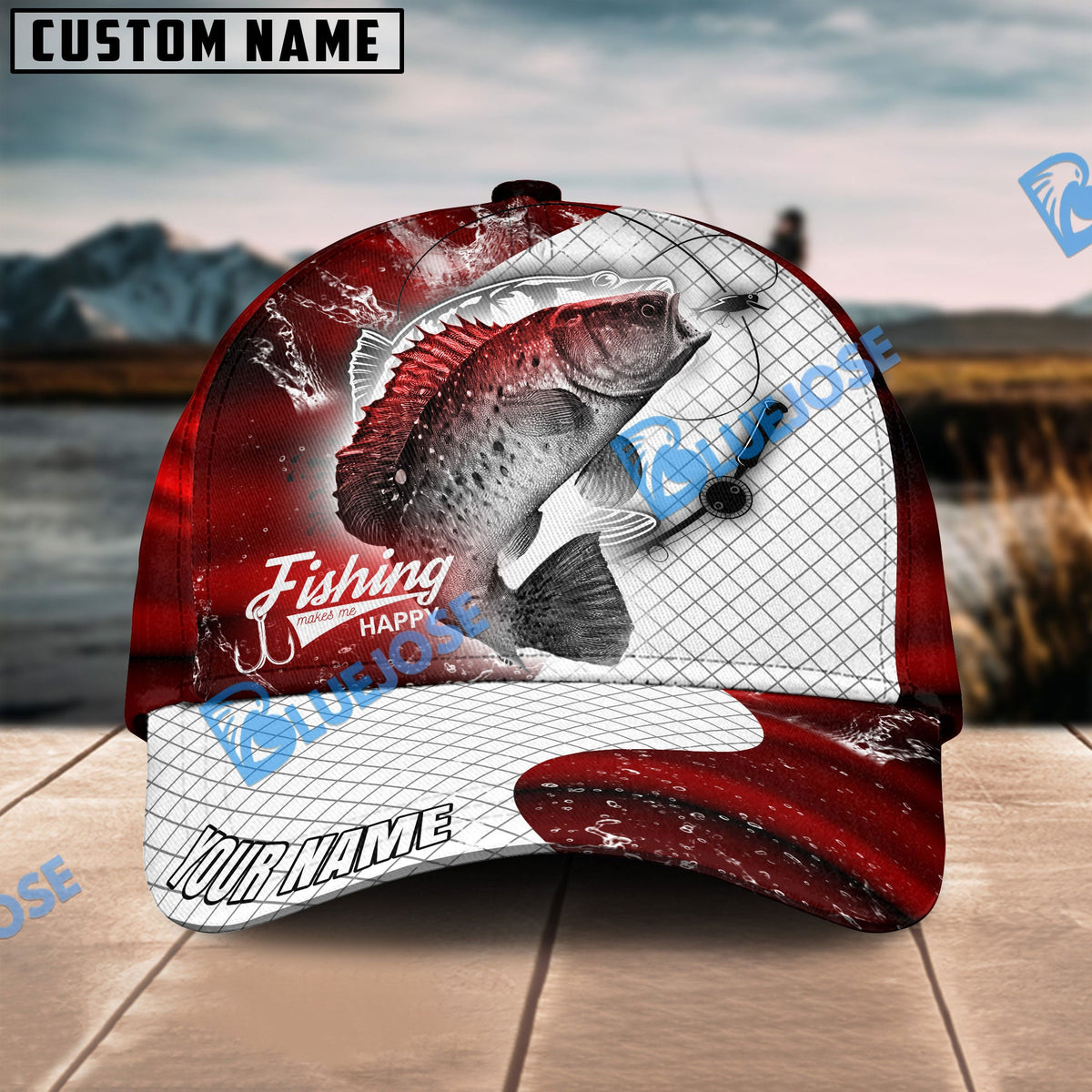 BlueJose Crappie Fishing Dark Blue Skin Sport Personalized Cap