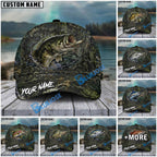 BlueJose Fishing Mossy Camo Water Ring Personalized Name Classic 3D Cap (13 Breeds)