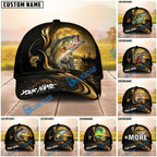 BlueJose Fishing Moonlight Gold Ocean Personalized Name Classic 3D Cap (13 Breeds)