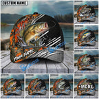 BlueJose Fishing Orange Camo Graphic Personalized Name Classic 3D Cap (13 Breeds)