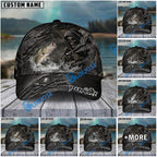 BlueJose Fishing Reaper Cracked Steel Skull Artwork Personalized Name Classic 3D Cap (13 Breeds)