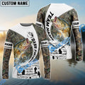 BlueJose Bass Fishing Camo Forest Scene Custom Name & Team Name 3D Shirts