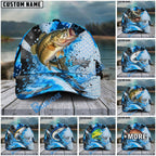 BlueJose Fishing Hook Blue Scale Water Splash Personalized Cap (13 Breeds)