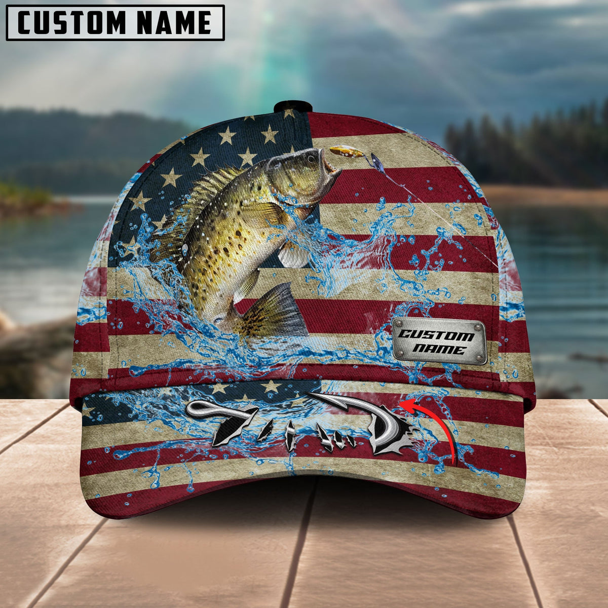 BlueJose Personalized American Crappie Water Splash FIshing Classic Cap
