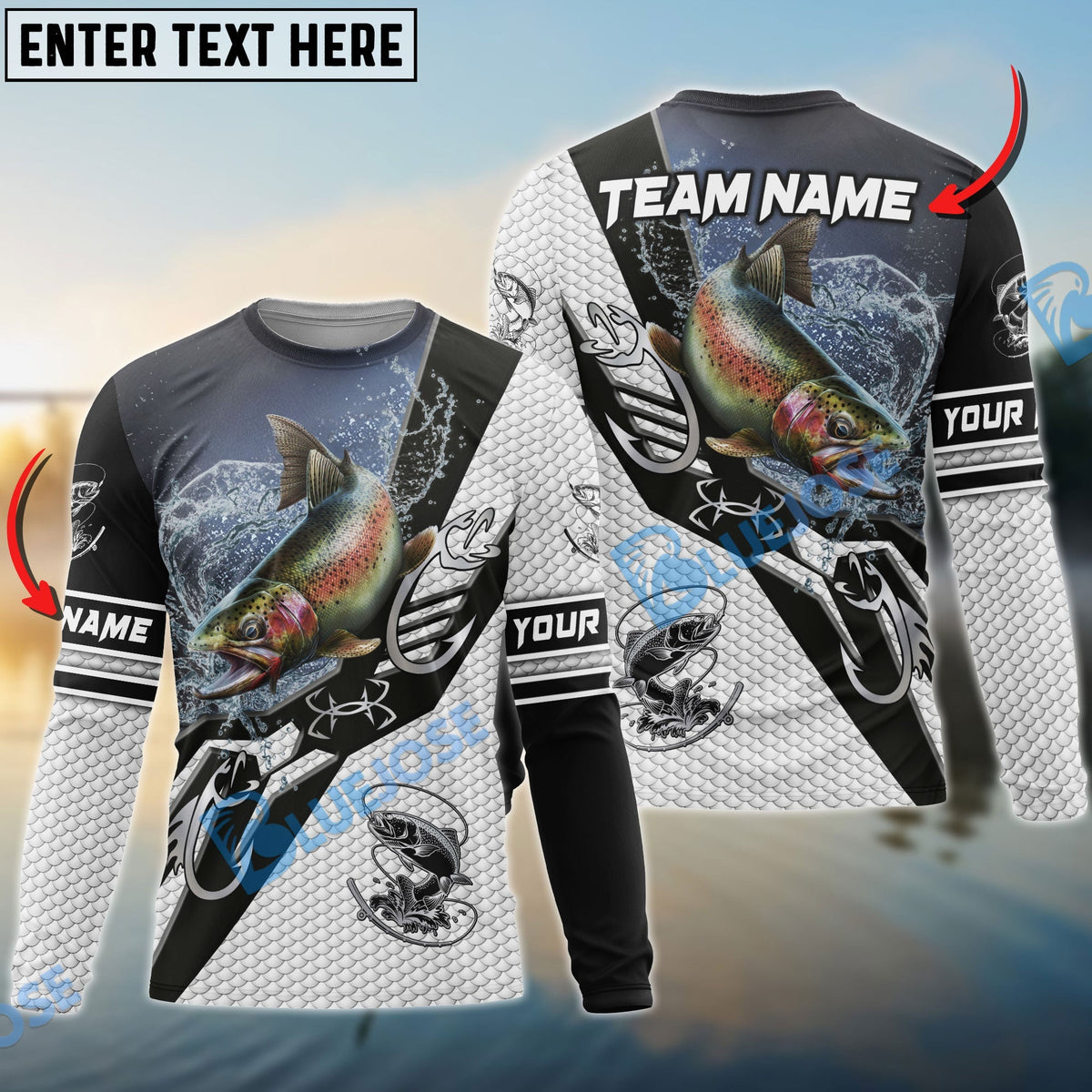 BlueJose Trout Fishing Target Locked Custom Name & Team Name 3D Shirts