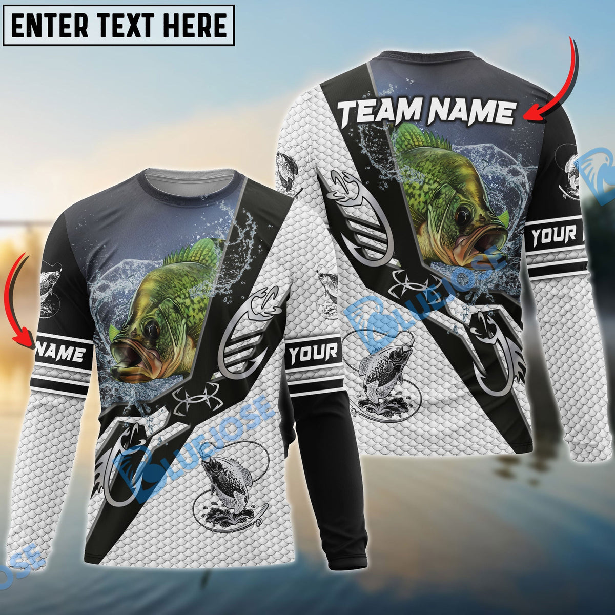 BlueJose Crappie Fishing Target Locked Custom Name & Team Name 3D Shirts