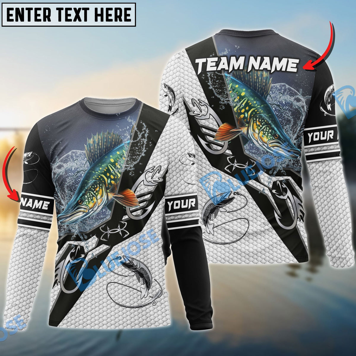 BlueJose Musky Fishing Target Locked Custom Name & Team Name 3D Shirts
