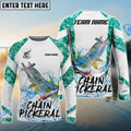 BlueJose Chain Pickerel Fishing Blue Camo White Pattern Sport Custom Name & Team Name 3D Shirts