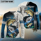BlueJose Crappie Fishing Big Fin Pattern Custom Name & Team Name 3D Shirts