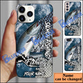 BlueJose Salmon Fishing Skin Seawave Personalized Name Phone Case