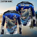 BlueJose Catfish Fishing Dark Blue Scratch American Flag scratch Sport Custom Name & Team Name 3D Shirts
