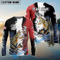 BlueJose Pike Fishing Paint Scratch American Flag scratch Sport Custom Name & Team Name 3D Shirts