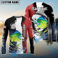 BlueJose Mahi Mahi Fishing Paint Scratch American Flag scratch Sport Custom Name & Team Name 3D Shirts