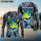 BlueJose Mahimahi Fishing Dark Skin Sport Custom Name & Team Name 3D Shirts