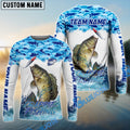 BlueJose Crappie Fishing Blue Water Camo Custom Name & Team Name 3D Shirts