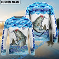 BlueJose Striped Bass Fishing Blue Water Camo Custom Name & Team Name 3D Shirts