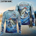 BlueJose Striped Bass Fishing American Flag Seawave Custom Name & Team Name 3D Shirts