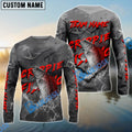 BlueJose Crappie Fishing Red Gray Blur Custom Name & Team Name 3D Shirts