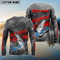 BlueJose Salmon Fishing Red Gray Blur Custom Name & Team Name 3D Shirts