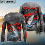 BlueJose Salmon Fishing Red Gray Blur Custom Name & Team Name 3D Shirts