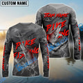 BlueJose Pike Fishing Red Gray Blur Custom Name & Team Name 3D Shirts