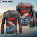 BlueJose Tuna Fishing Red Gray Blur Custom Name & Team Name 3D Shirts