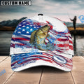 BlueJose Crappie Fishing Watercolor USA Flag Personalized Cap