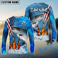 BlueJose Salmon Fishing Beer USA Flag Custom Name & Team Name Shirts