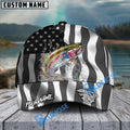 BlueJose Trout Fishing Black American Flag Sport Personalized Cap